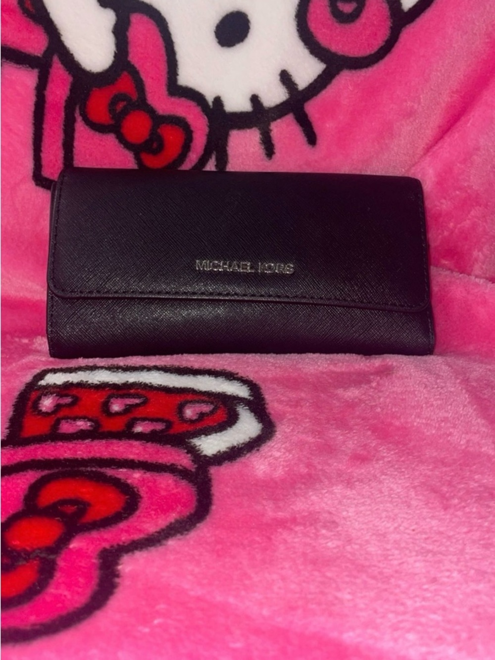 Michael Kors Black Saffiano Continental Card Holder Wallet